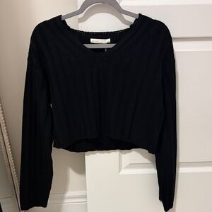 OAK + FORT Black Ribbed Crop Top